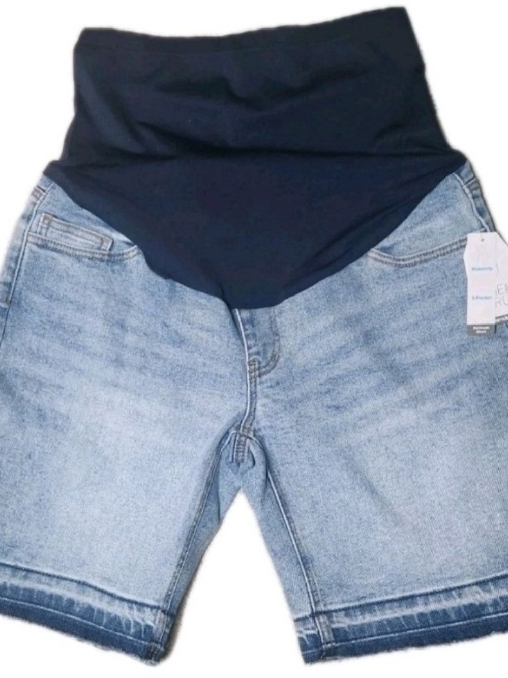 Time And Tru Women's Maternity Bermuda Shorts 5 Pockets Light Wash Large (12-14)